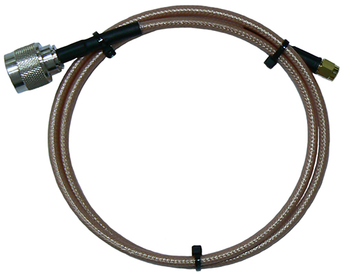 Cable assembly 900mm RG142 teflon dielectric coaxial cable, N-type male plug and SMA male plug connectors fitted